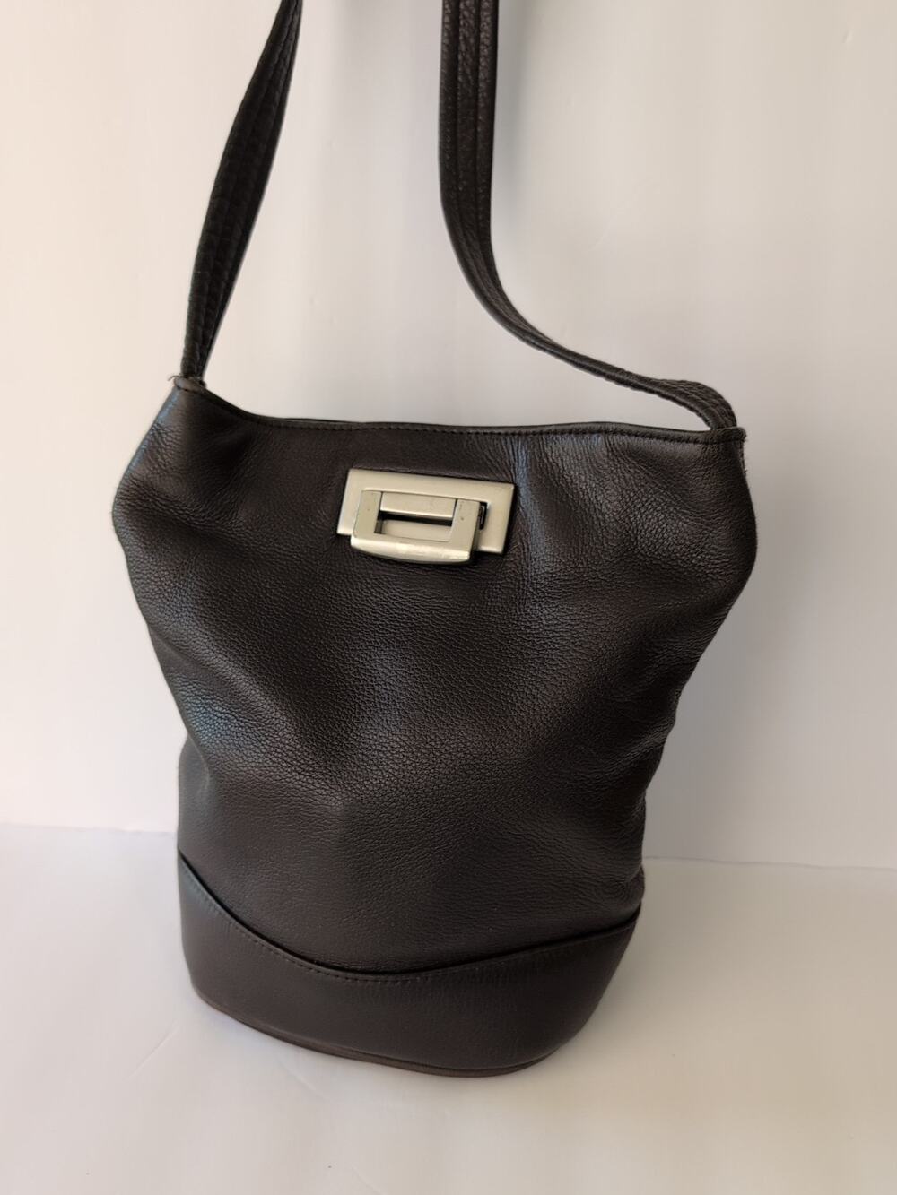 Tignanello Dark Brown Soft Pebbled Leather Multi-Compartment Shoulder‎ Bag